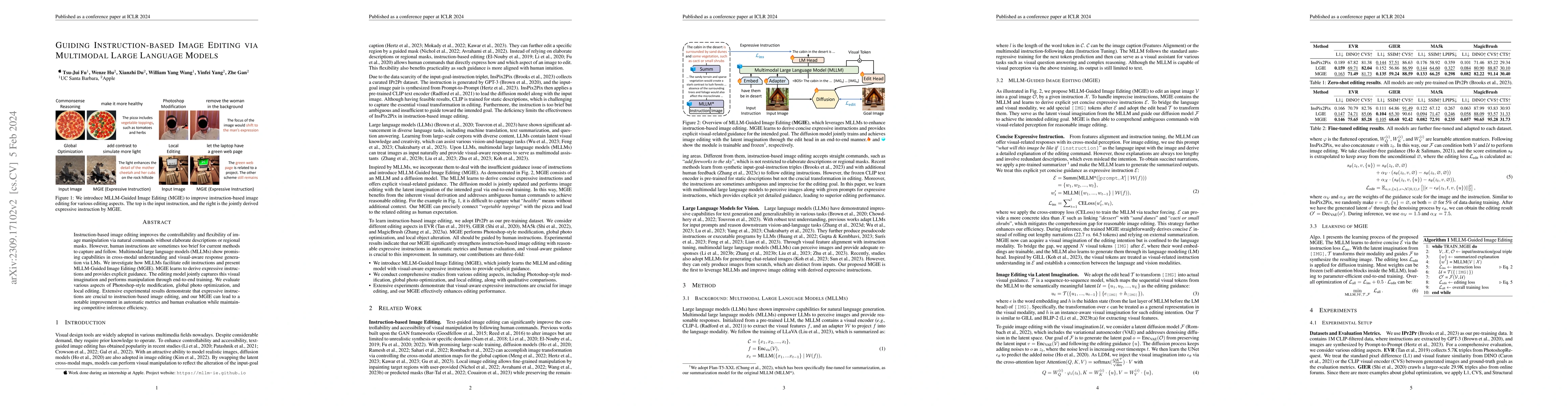 Thumbnail for Guiding Instruction-based Image Editing via Multimodal Large Language
  Models