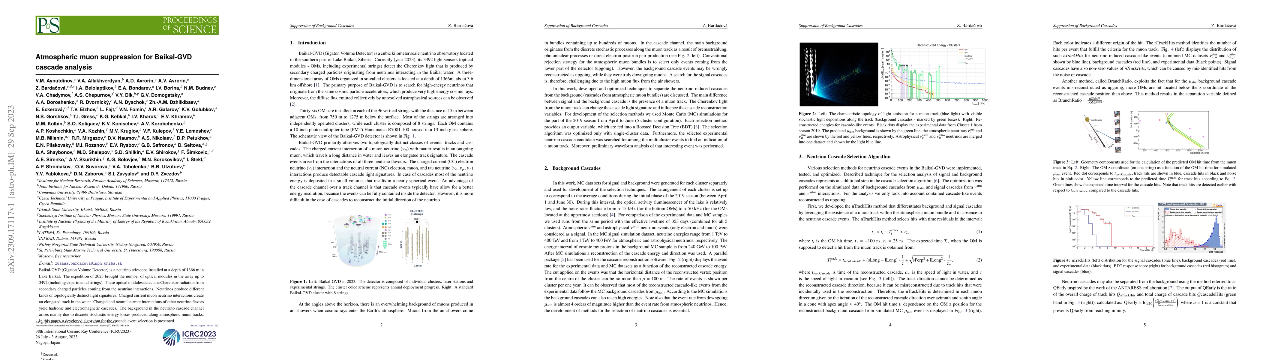 Thumbnail for Atmospheric muon suppression for Baikal-GVD cascade analysis