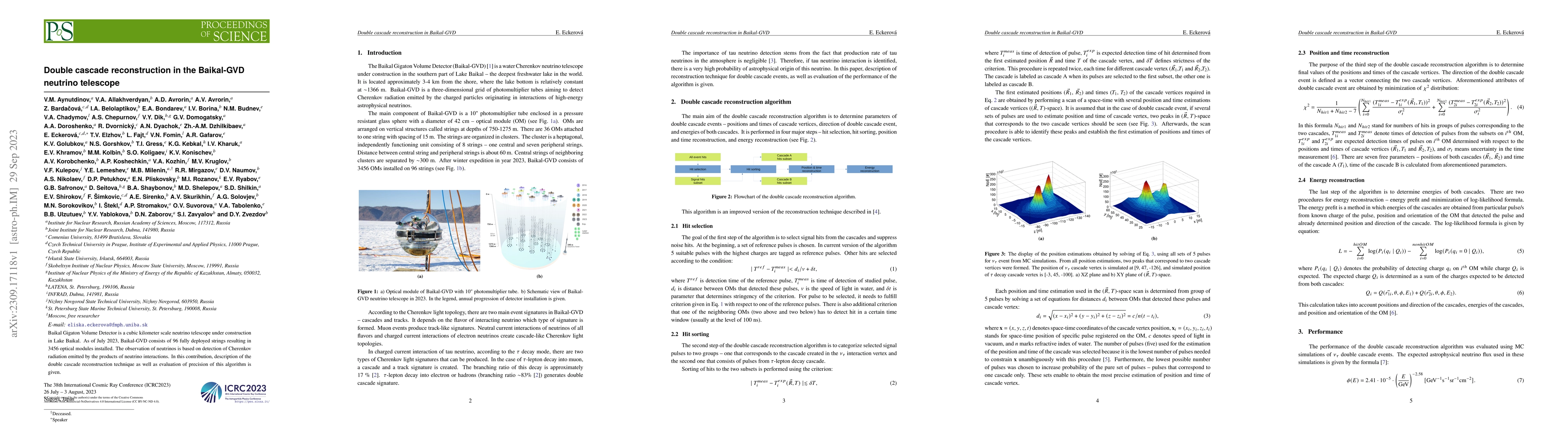 Thumbnail for Double cascade reconstruction in the Baikal-GVD neutrino telescope
