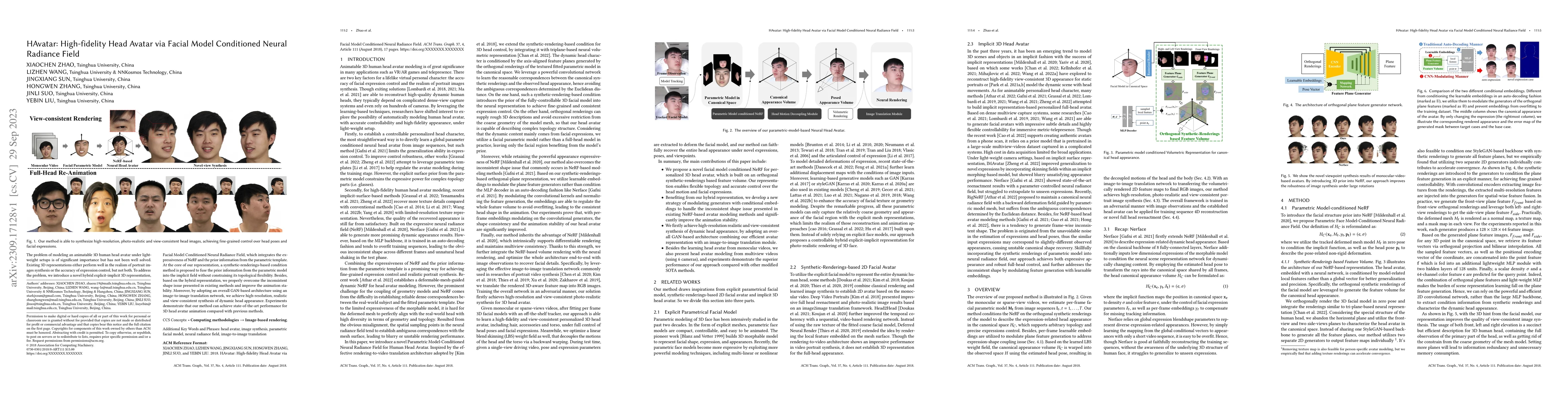 Thumbnail for HAvatar: High-fidelity Head Avatar via Facial Model Conditioned Neural
  Radiance Field