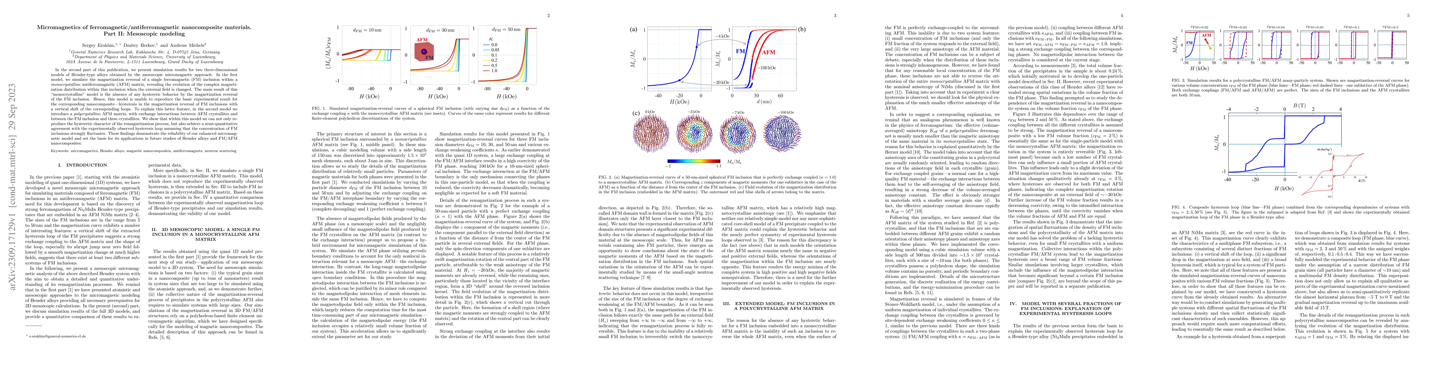 Thumbnail for Micromagnetics of ferromagnetic/antiferromagnetic nanocomposite
  materials. Part II: Mesoscopic modeling