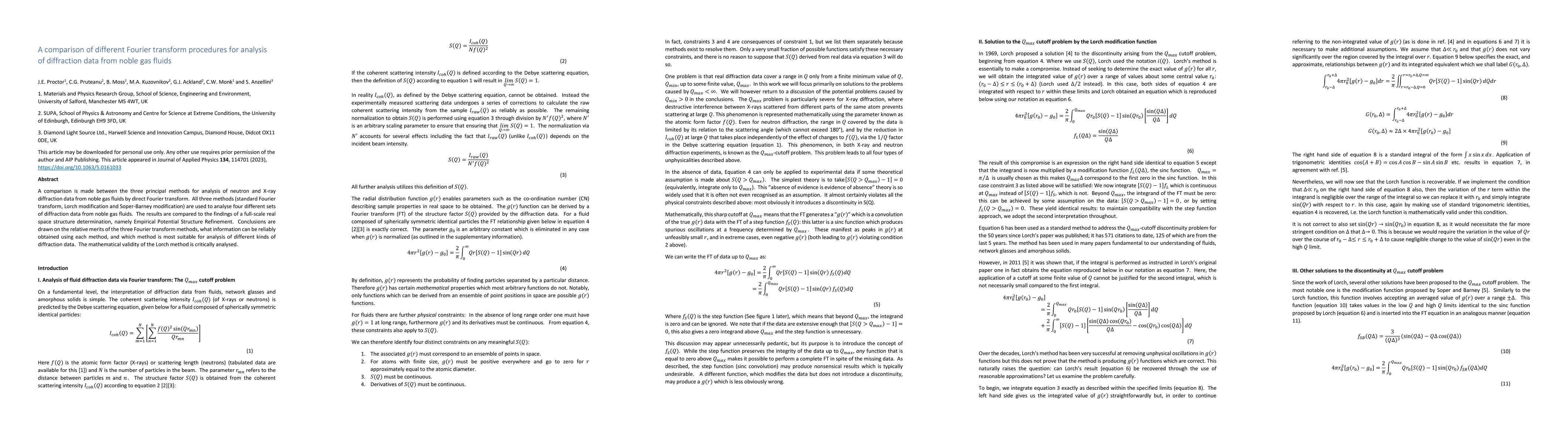 Thumbnail for A comparison of different Fourier transform procedures for analysis of
  diffraction data from noble gas fluids