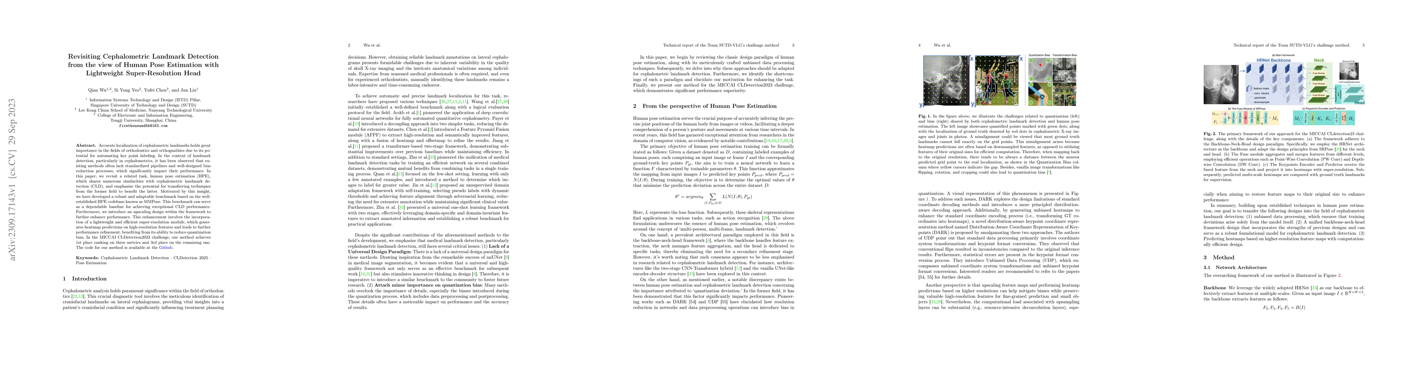 Thumbnail for Revisiting Cephalometric Landmark Detection from the view of Human Pose
  Estimation with Lightweight Super-Resolution Head