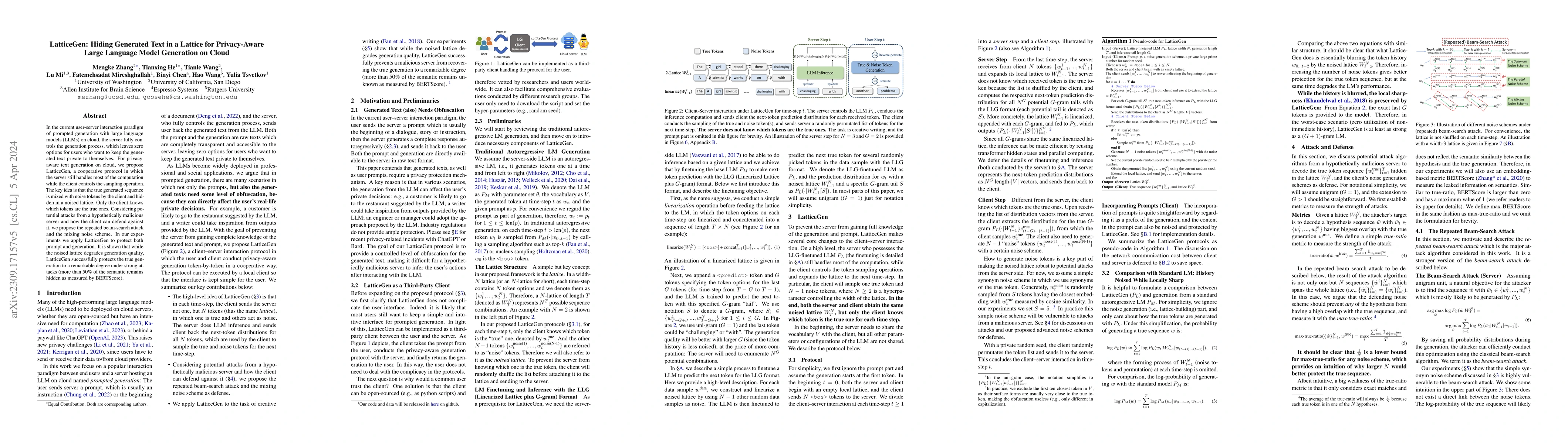 Thumbnail for LatticeGen: A Cooperative Framework which Hides Generated Text in a
  Lattice for Privacy-Aware Generation on Cloud