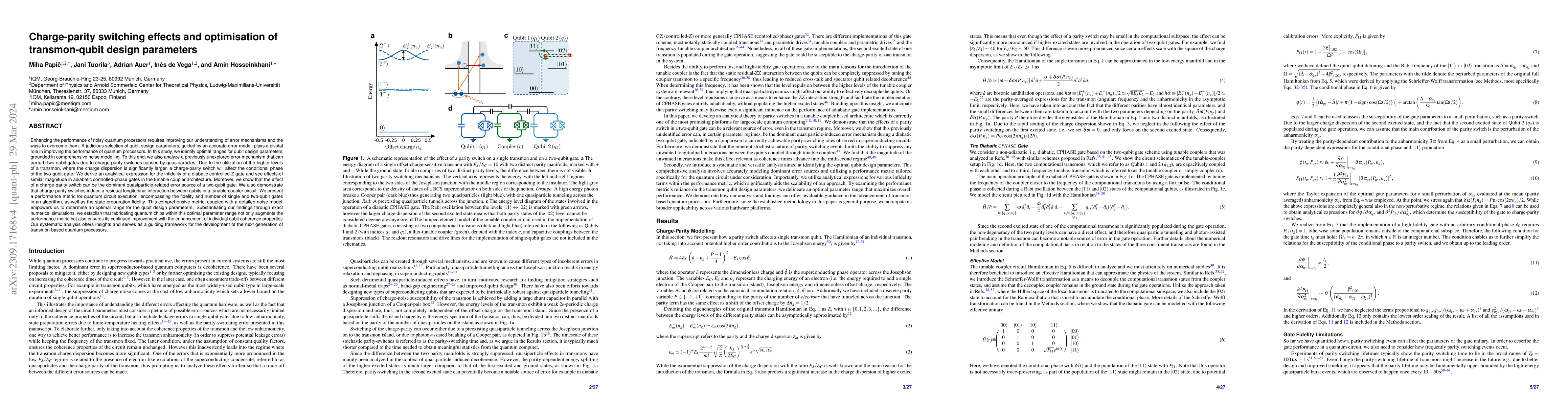 Thumbnail for Charge-parity switching effects and optimisation of transmon-qubit
  design parameters