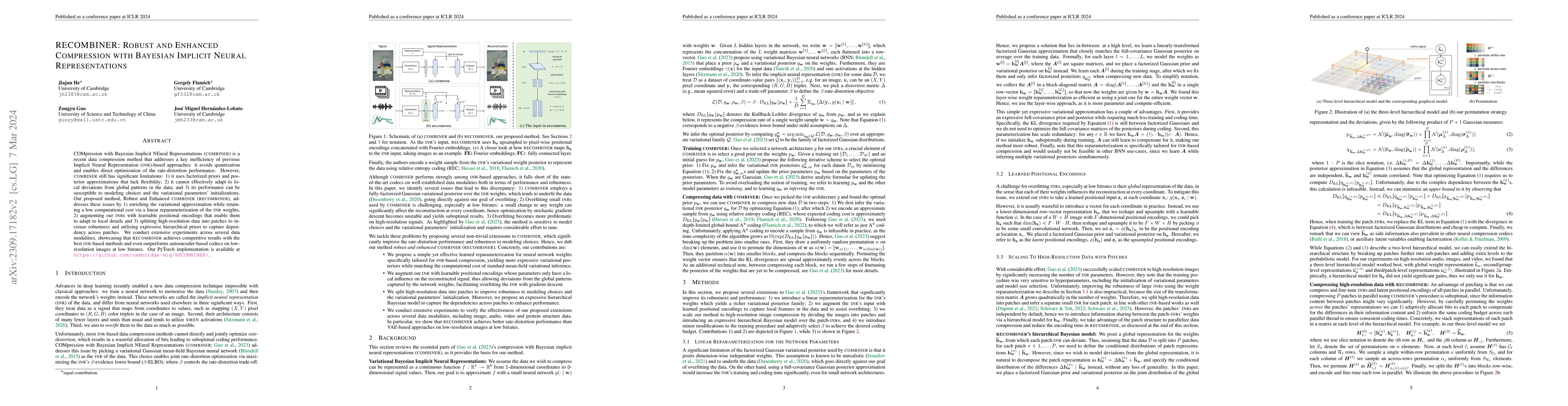 Thumbnail for RECOMBINER: Robust and Enhanced Compression with Bayesian Implicit
  Neural Representations