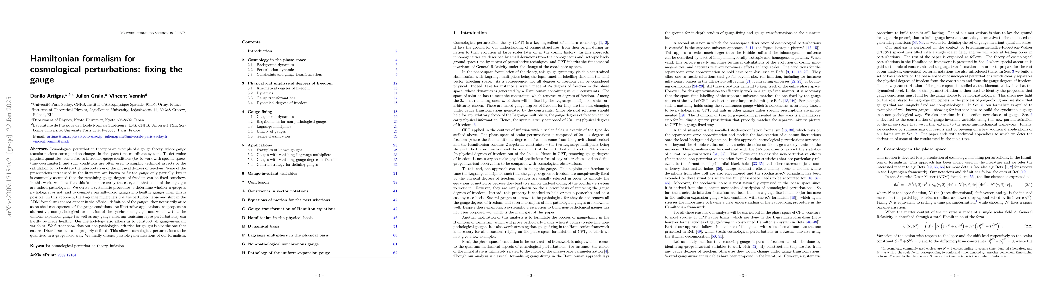 Thumbnail for Hamiltonian formalism for cosmological perturbations: fixing the gauge