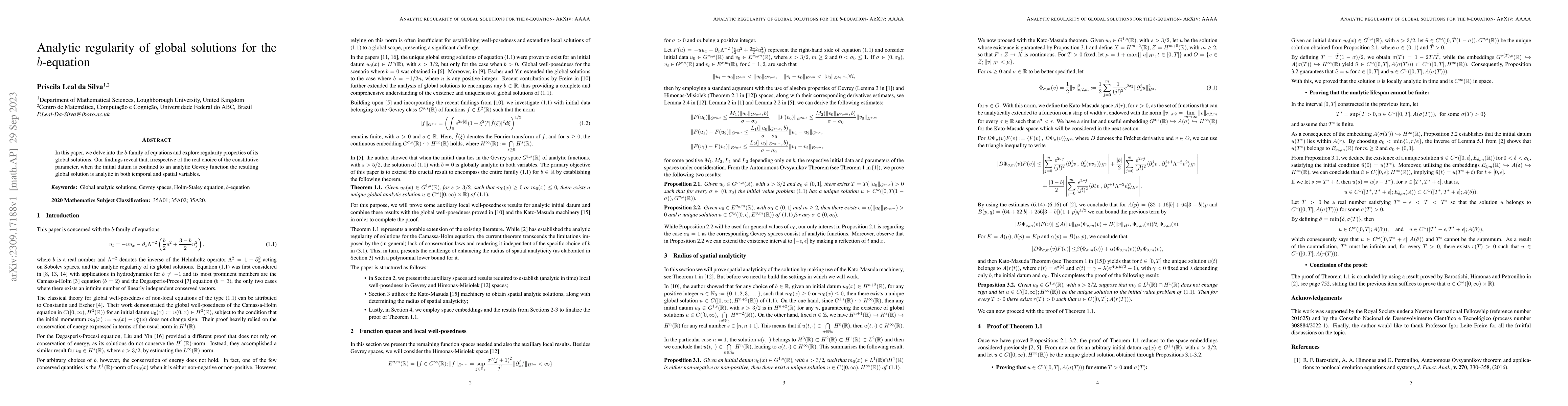 Thumbnail for Analytic regularity of global solutions for the b-equation