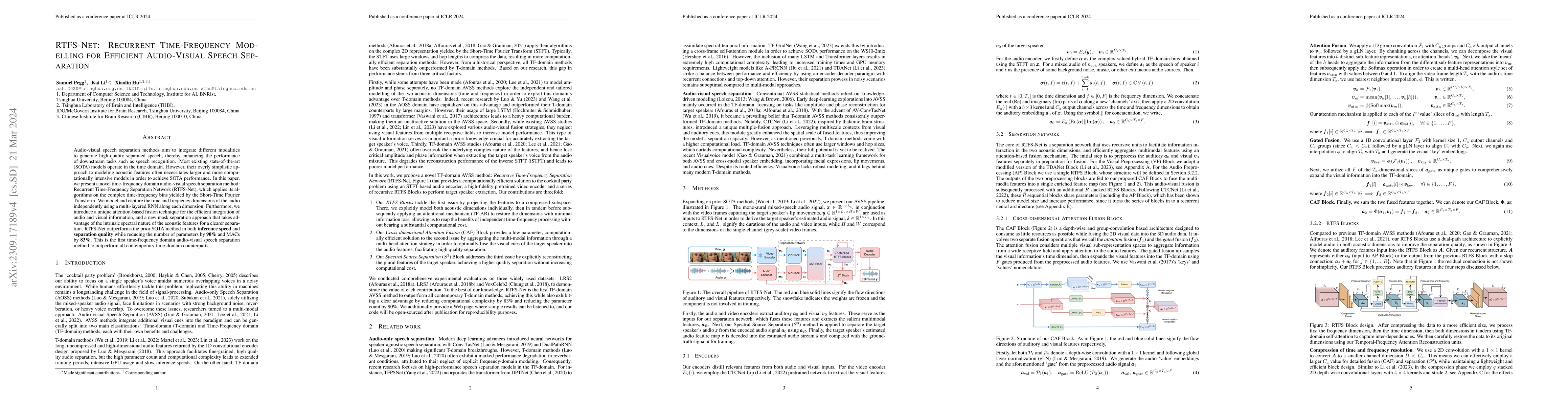 Thumbnail for RTFS-Net: Recurrent Time-Frequency Modelling for Efficient Audio-Visual
  Speech Separation