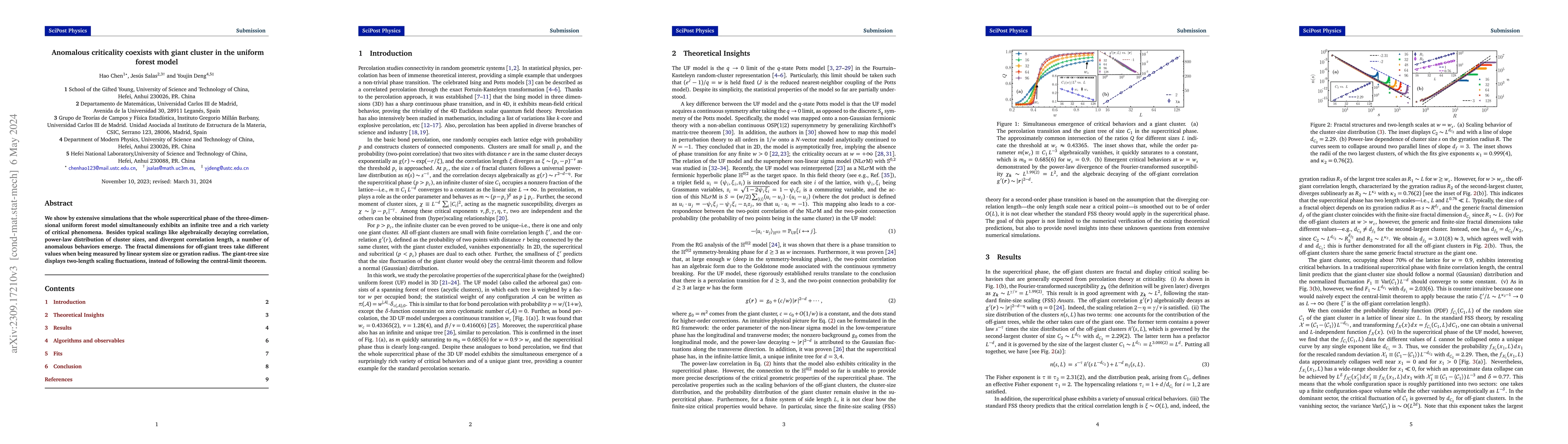 Thumbnail for Anomalous criticality coexists with giant cluster in the uniform forest
  model