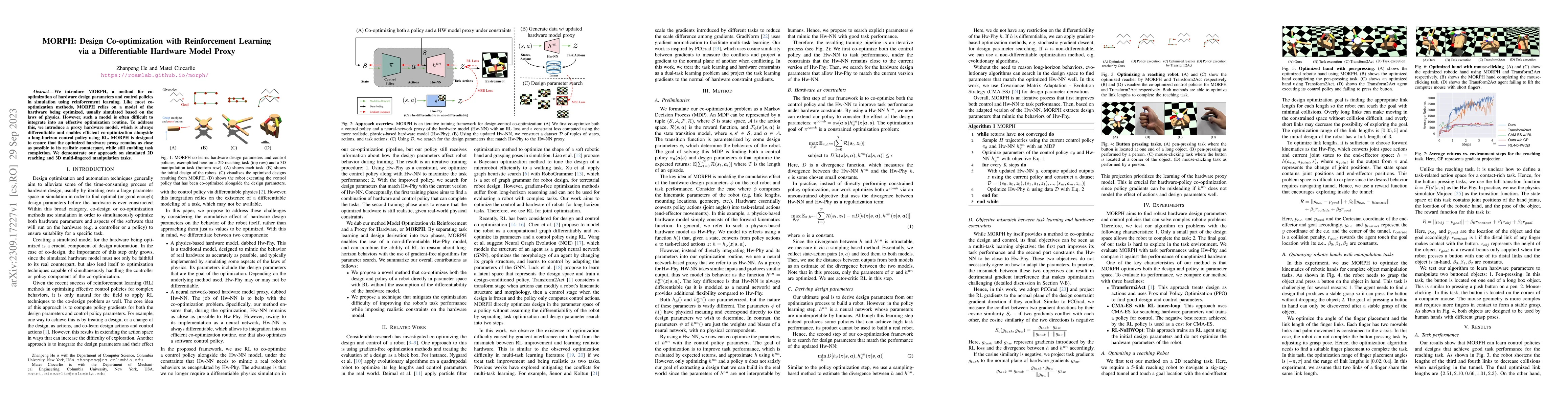 Thumbnail for MORPH: Design Co-optimization with Reinforcement Learning via a
  Differentiable Hardware Model Proxy