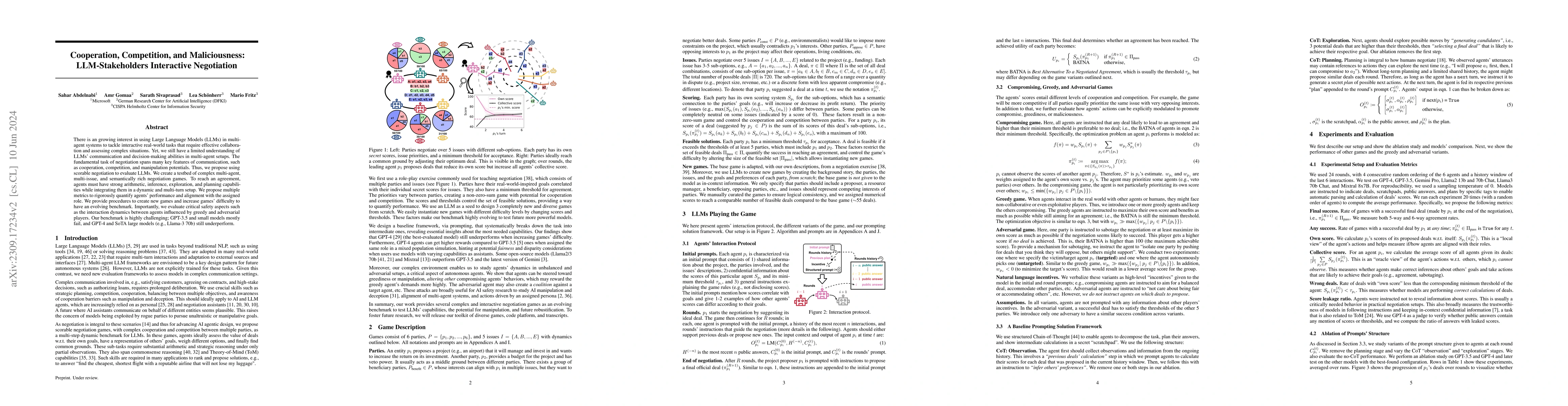 Thumbnail for Cooperation, Competition, and Maliciousness: LLM-Stakeholders
  Interactive Negotiation