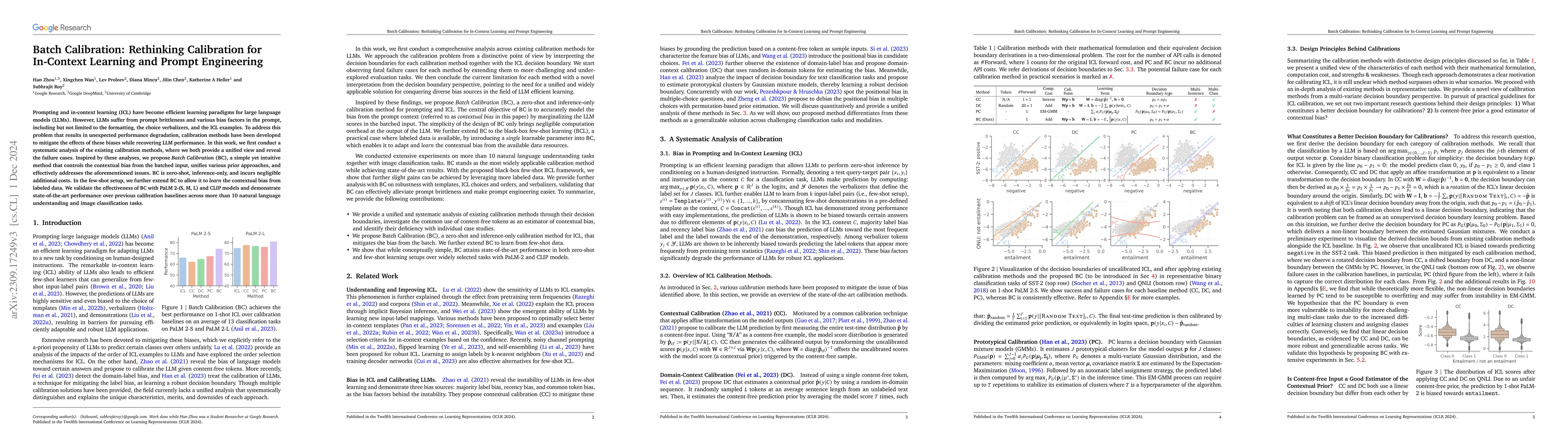Thumbnail for Batch Calibration: Rethinking Calibration for In-Context Learning and
  Prompt Engineering