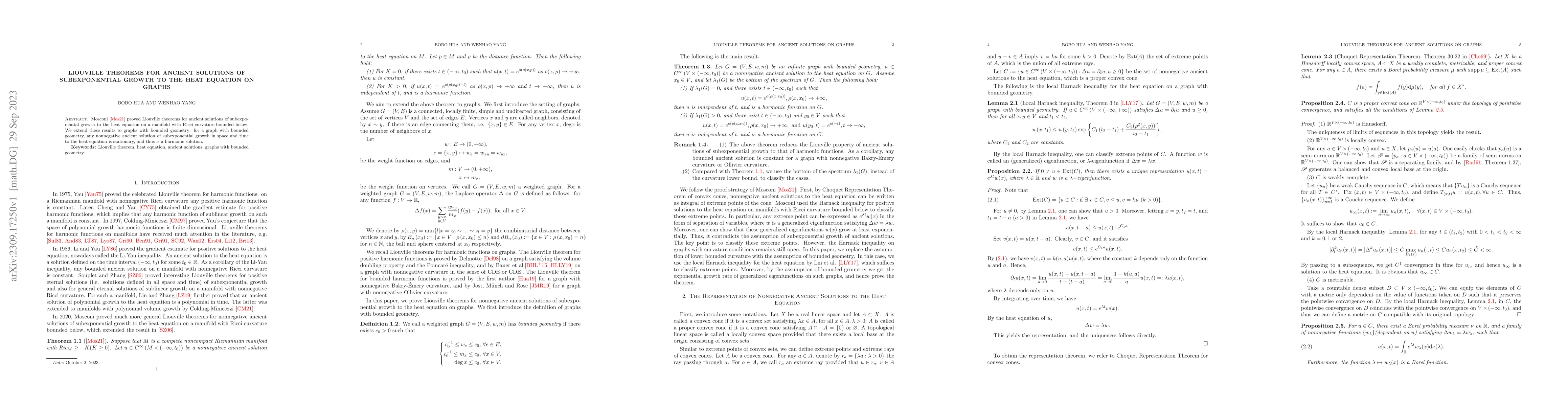 Thumbnail for Liouville theorems for ancient solutions of subexponential growth to the
  heat equation on graphs