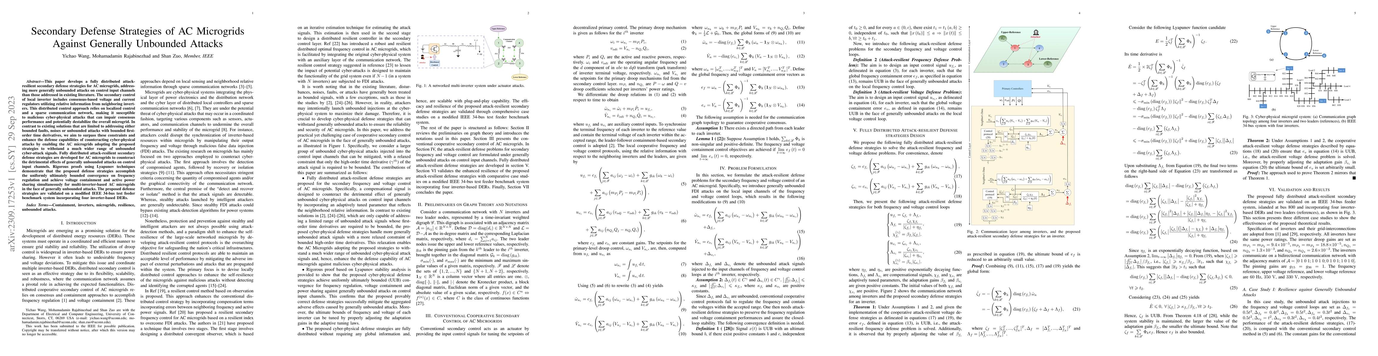 Thumbnail for Secondary Defense Strategies of AC Microgrids Against Generally
  Unbounded Attacks