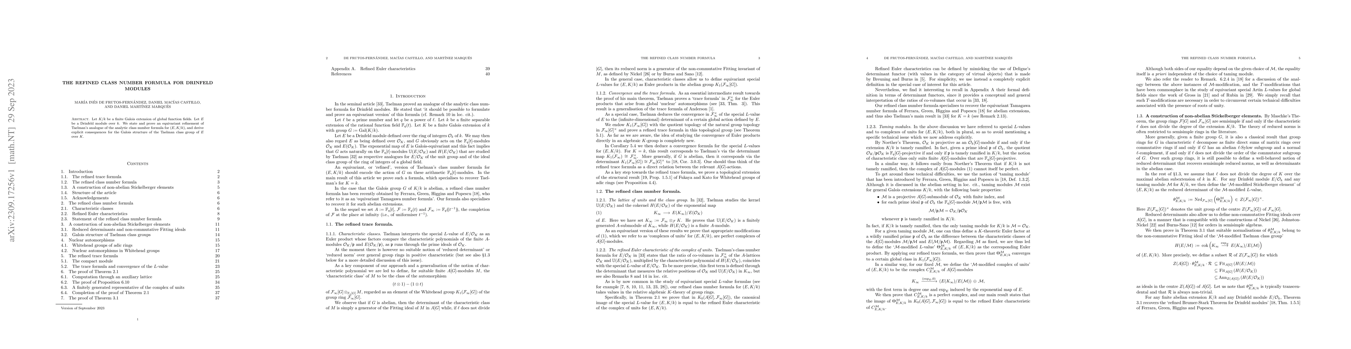 Thumbnail for The refined class number formula for Drinfeld modules