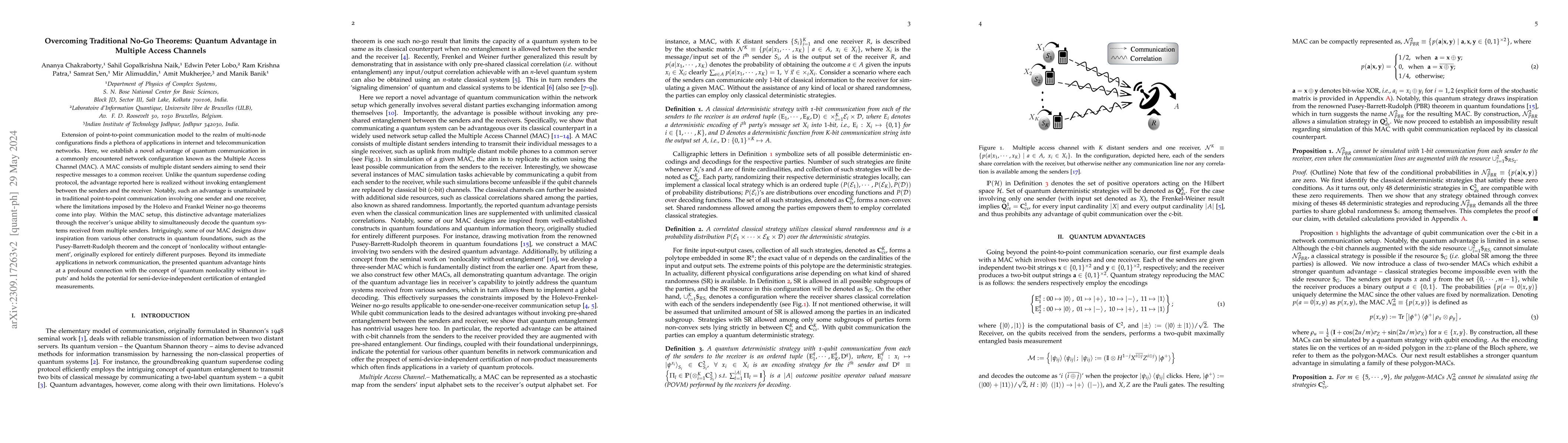 Thumbnail for Overcoming Traditional No-Go Theorems: Quantum Advantage in Multiple
  Access Channels