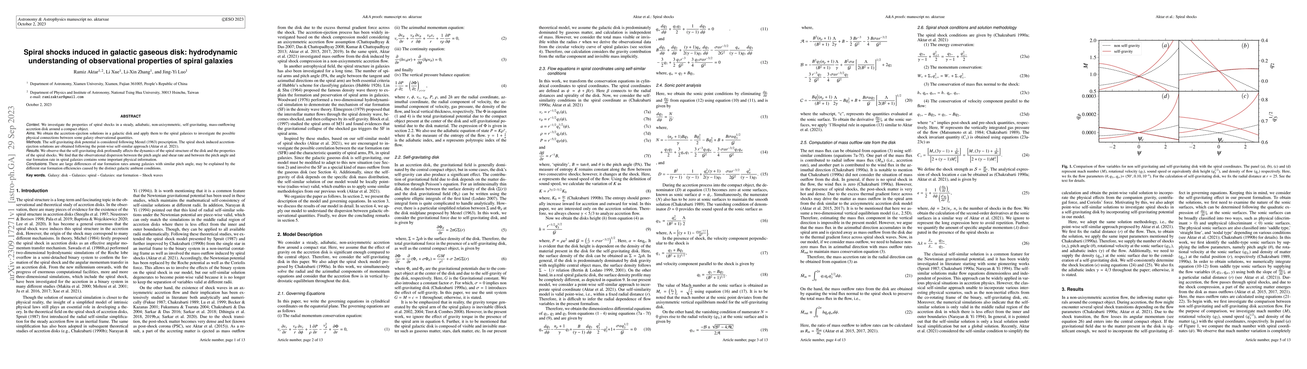 Thumbnail for Spiral shocks induced in galactic gaseous disk: hydrodynamic
  understanding of observational properties of spiral galaxies