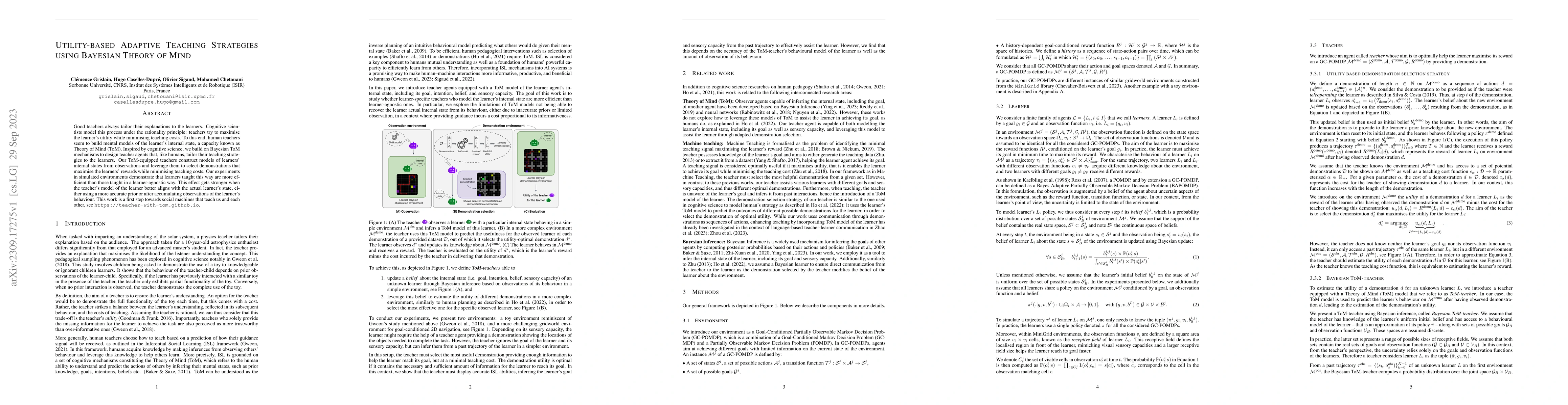 Thumbnail for Utility-based Adaptive Teaching Strategies using Bayesian Theory of Mind