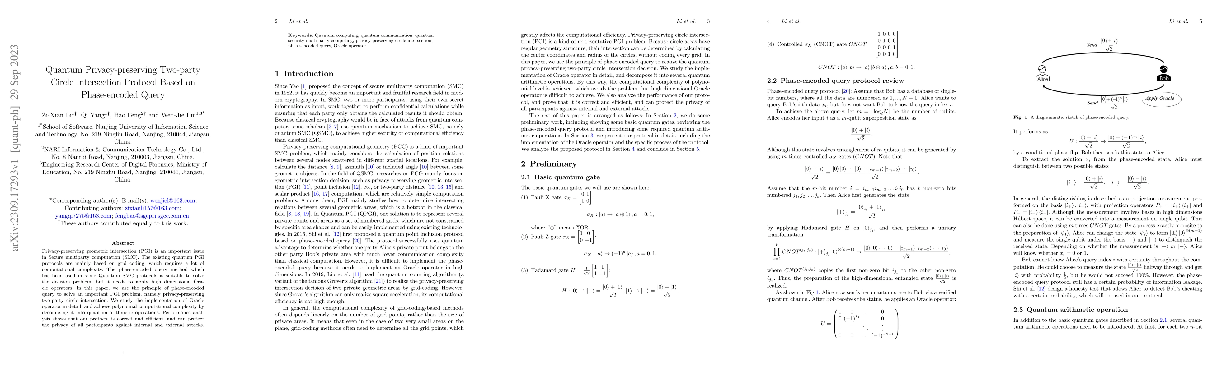 Thumbnail for Quantum Privacy-preserving Two-party Circle Intersection Protocol Based
  on Phase-encoded Query