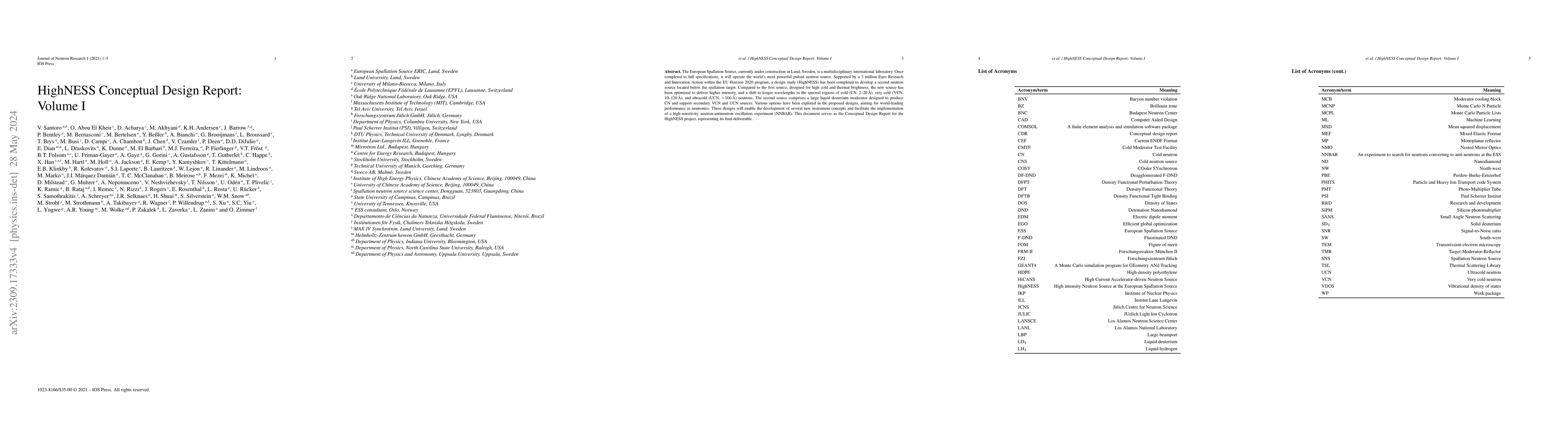 Thumbnail for HighNESS Conceptual Design Report: Volume I
