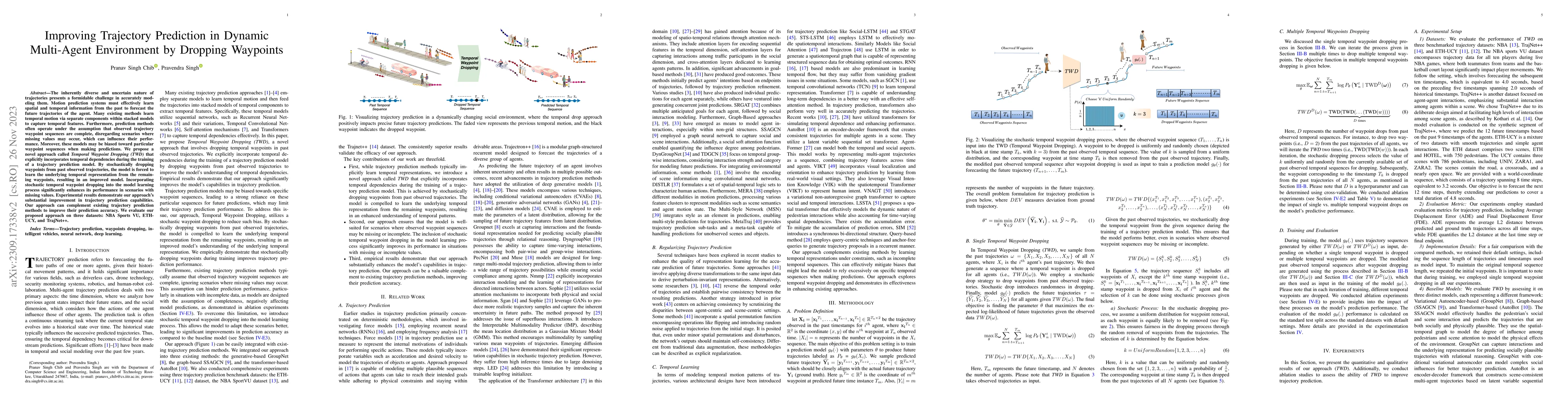 Thumbnail for Improving Trajectory Prediction in Dynamic Multi-Agent Environment by
  Dropping Waypoints