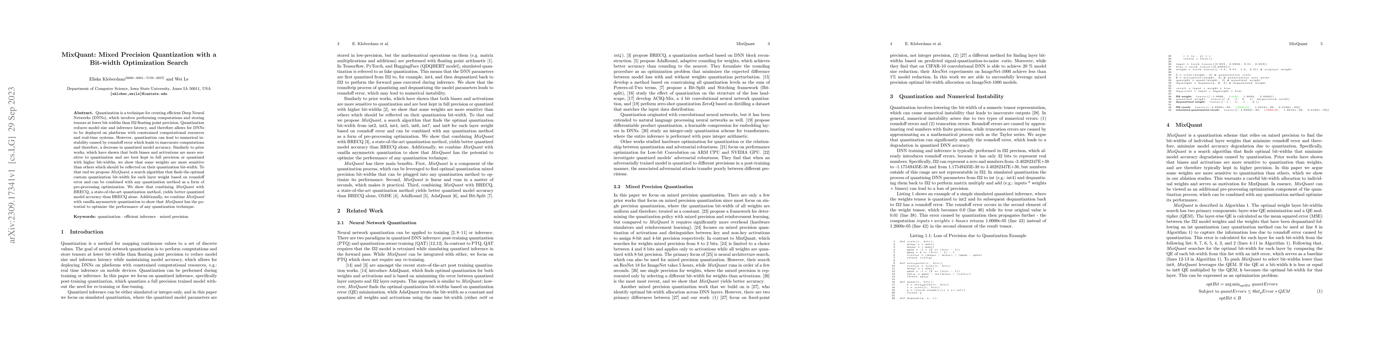 Thumbnail for MixQuant: Mixed Precision Quantization with a Bit-width Optimization
  Search