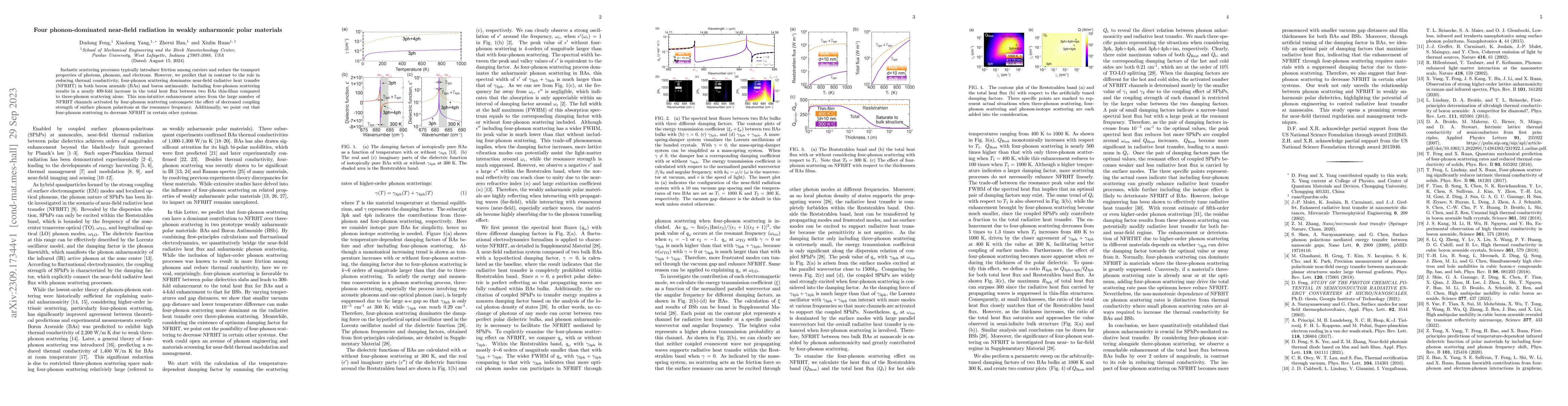 Thumbnail for Four phonon-dominated near-field radiation in weakly anharmonic polar
  materials
