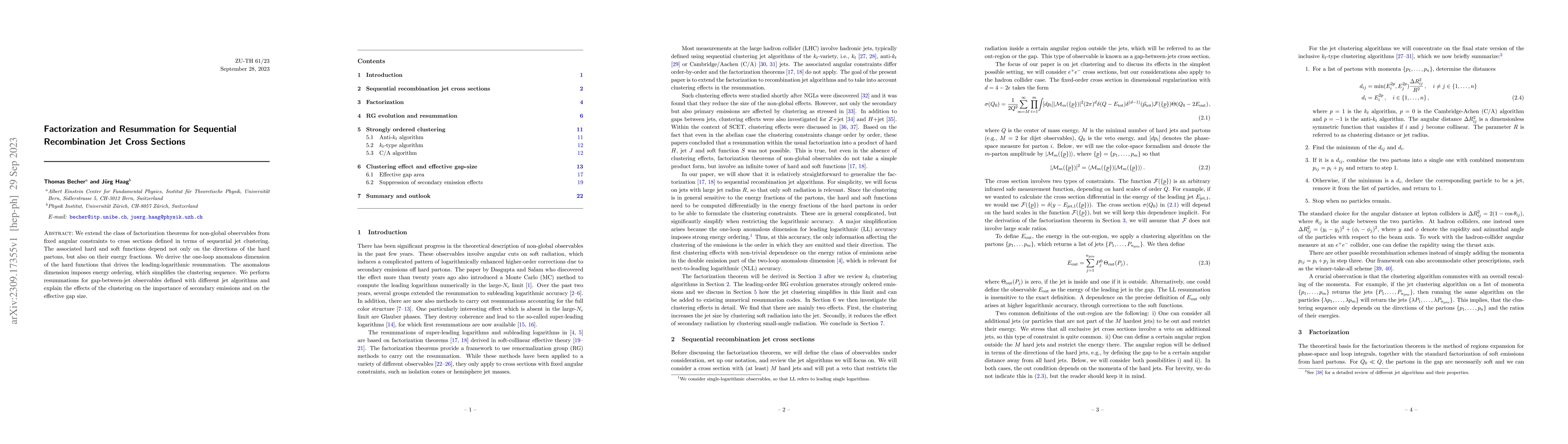 Thumbnail for Factorization and Resummation for Sequential Recombination Jet Cross
  Sections