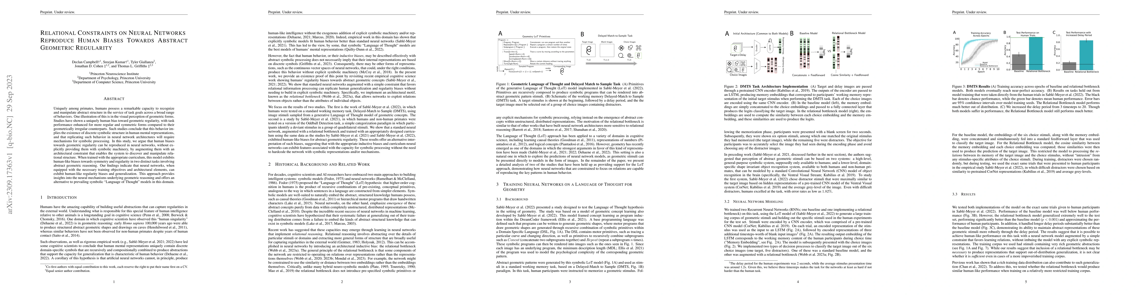 Thumbnail for Relational Constraints On Neural Networks Reproduce Human Biases towards
  Abstract Geometric Regularity