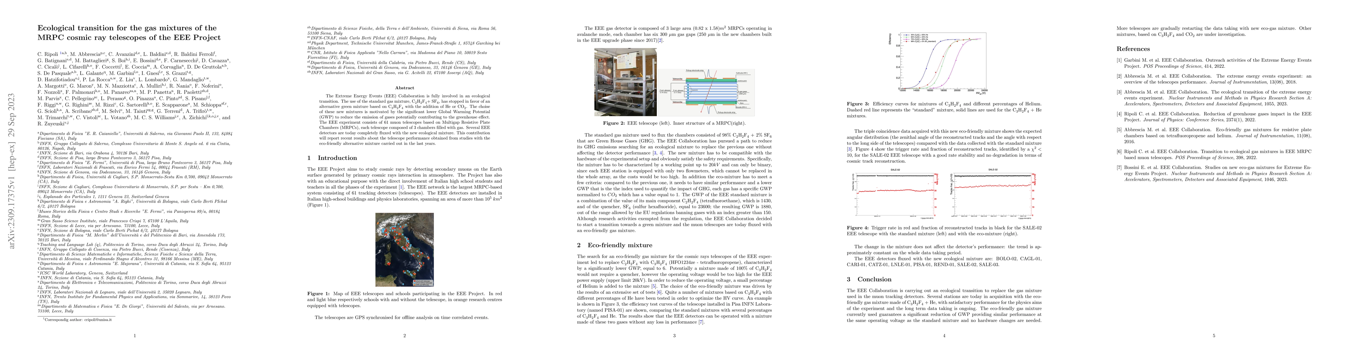 Thumbnail for Ecological transition for the gas mixtures of the MRPC cosmic ray
  telescopes of the EEE Project