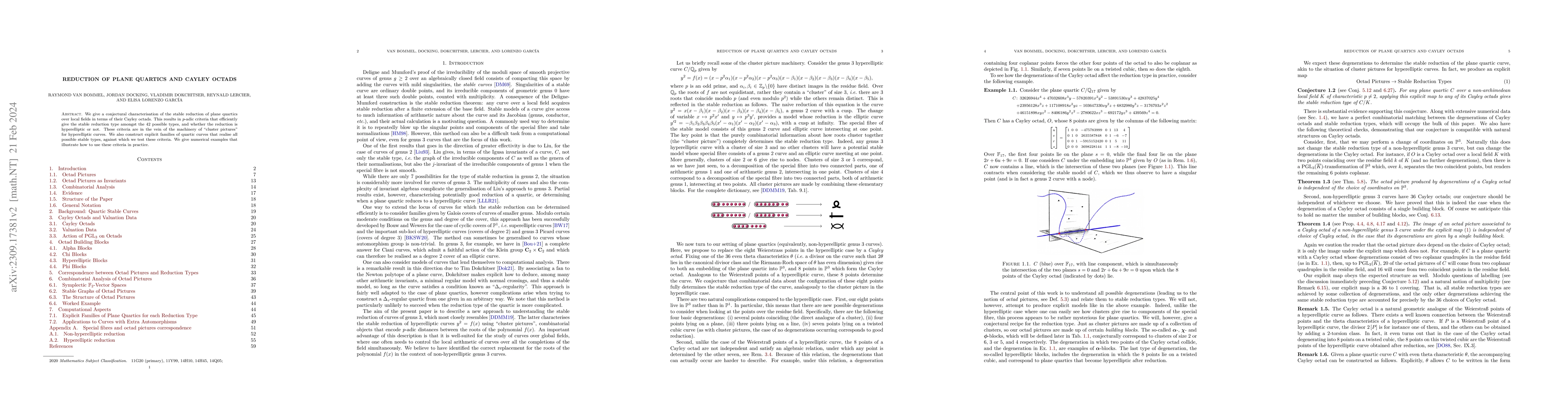 Thumbnail for Reduction of Plane Quartics and Cayley Octads