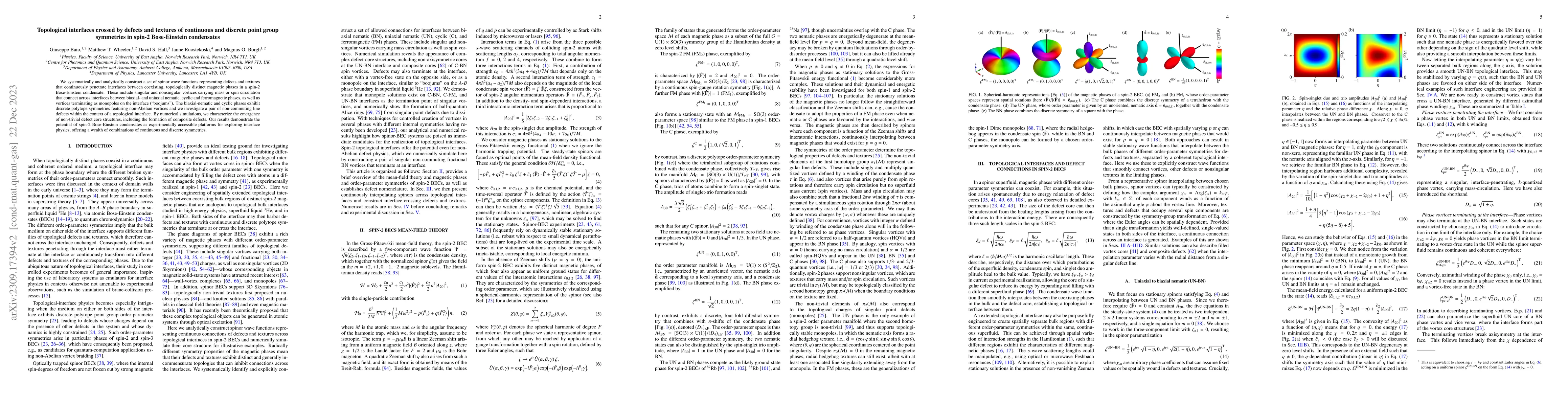 Thumbnail for Topological interfaces crossed by defects and textures of continuous and
  discrete point group symmetries in spin-2 Bose-Einstein condensates