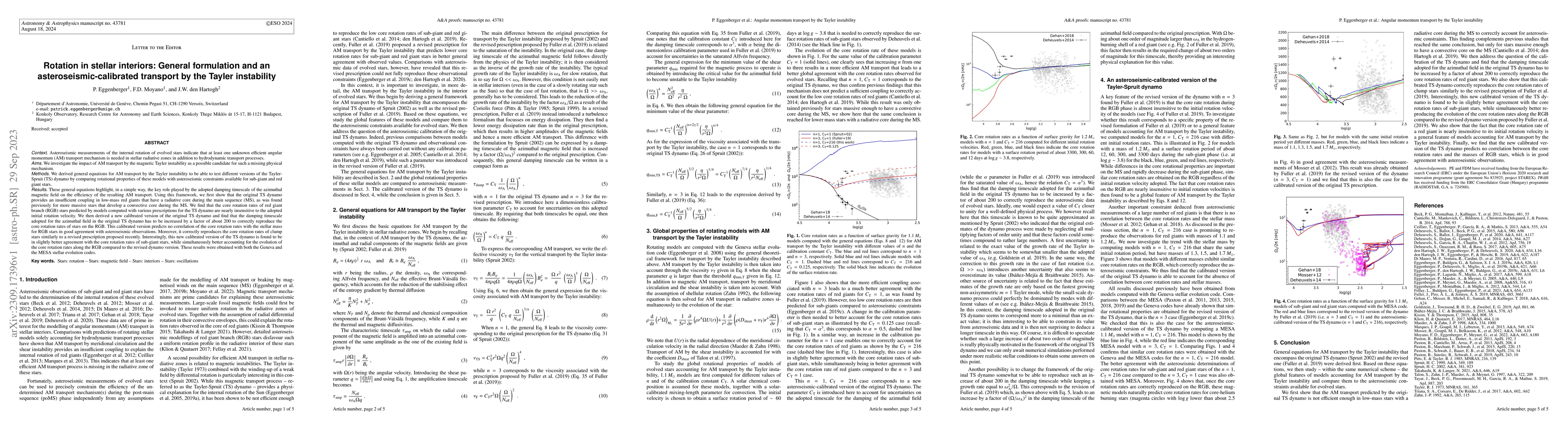 Thumbnail for Rotation in stellar interiors: General formulation and an
  asteroseismic-calibrated transport by the Tayler instability