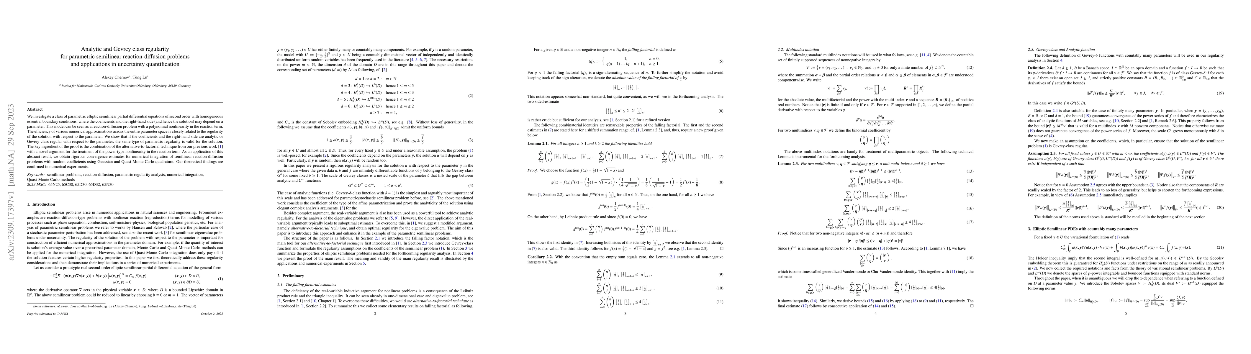 Thumbnail for Analytic and Gevrey class regularity for parametric semilinear
  reaction-diffusion problems and applications in uncertainty quantification