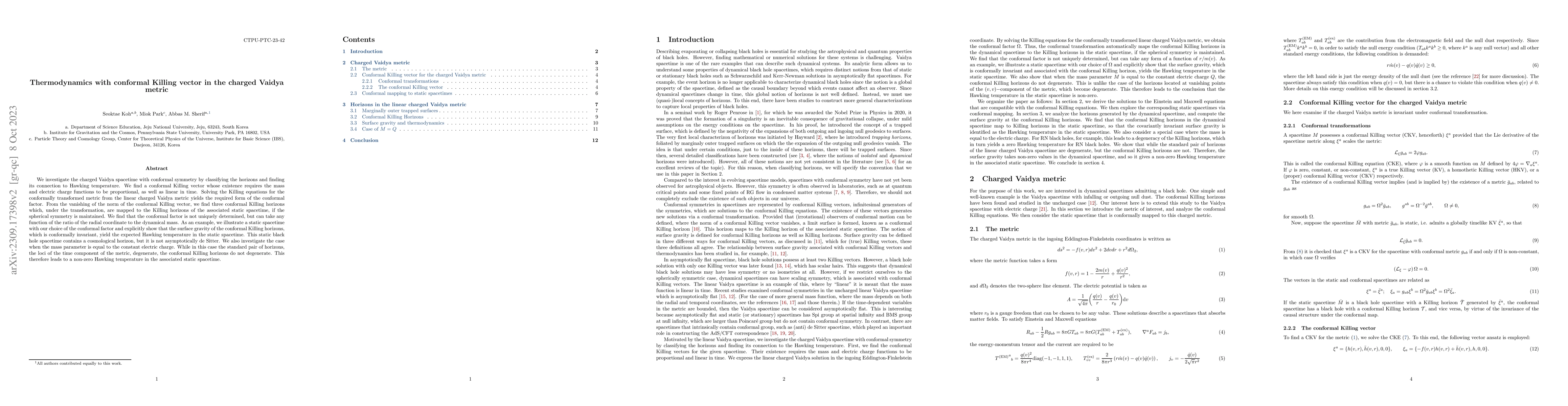 Thumbnail for Thermodynamics with conformal Killing vector in the charged Vaidya
  metric