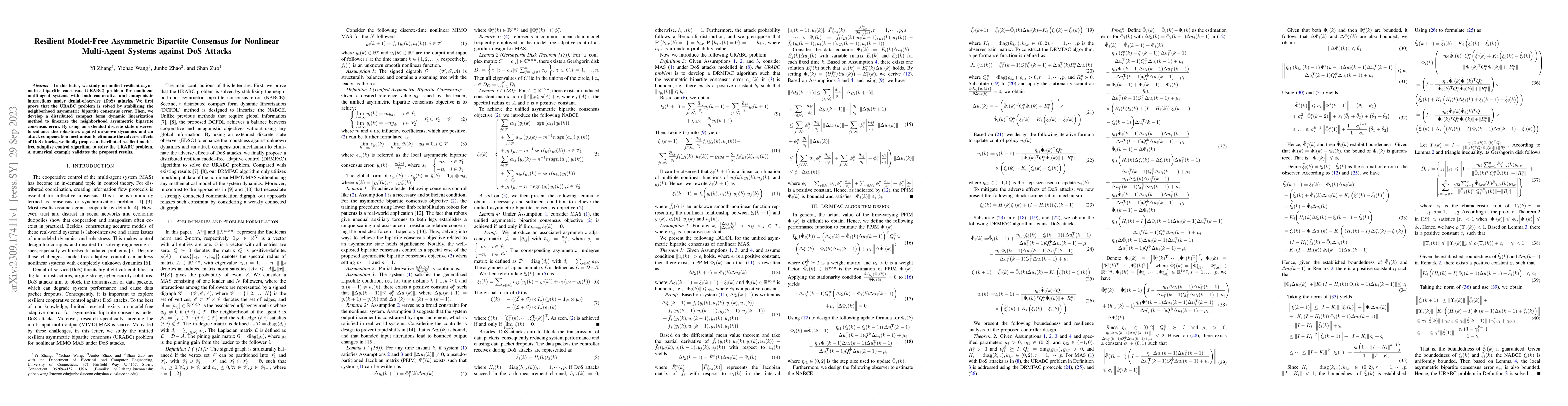 Thumbnail for Resilient Model-Free Asymmetric Bipartite Consensus for Nonlinear
  Multi-Agent Systems against DoS Attacks