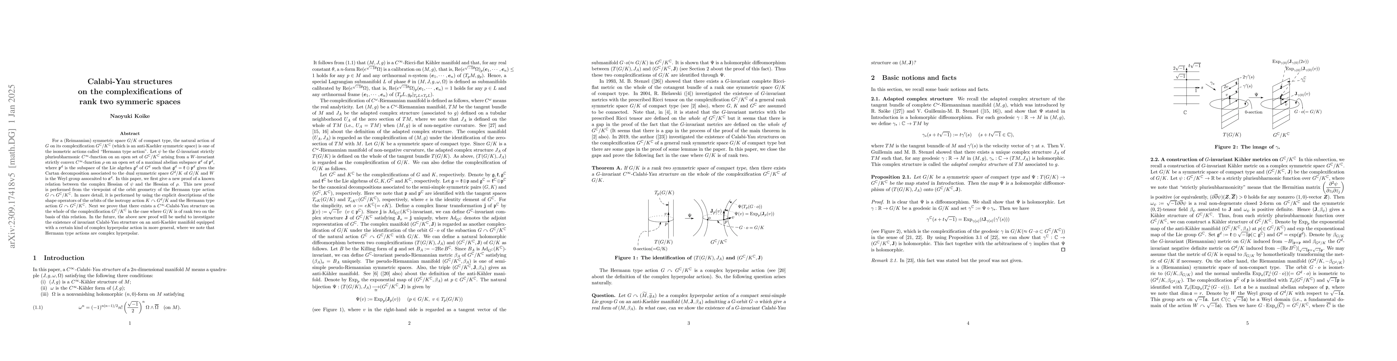 Thumbnail for Calabi-Yau structures on the complexifications of rank two symmeric
  spaces