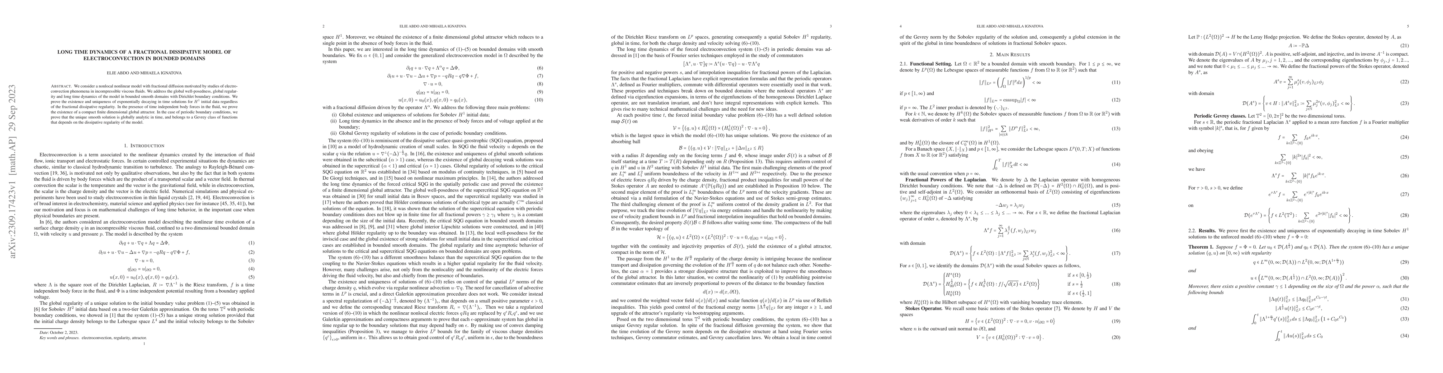 Thumbnail for Long time dynamics of a fractional dissipative model of
  electroconvection in bounded domains