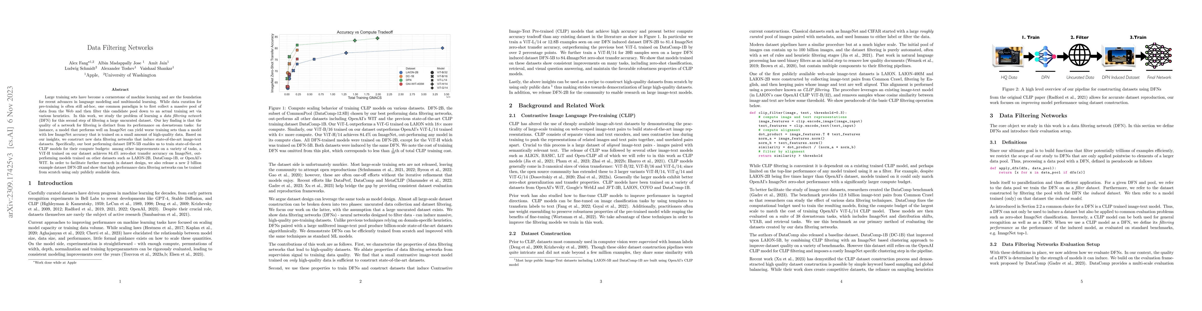 Thumbnail for Data Filtering Networks