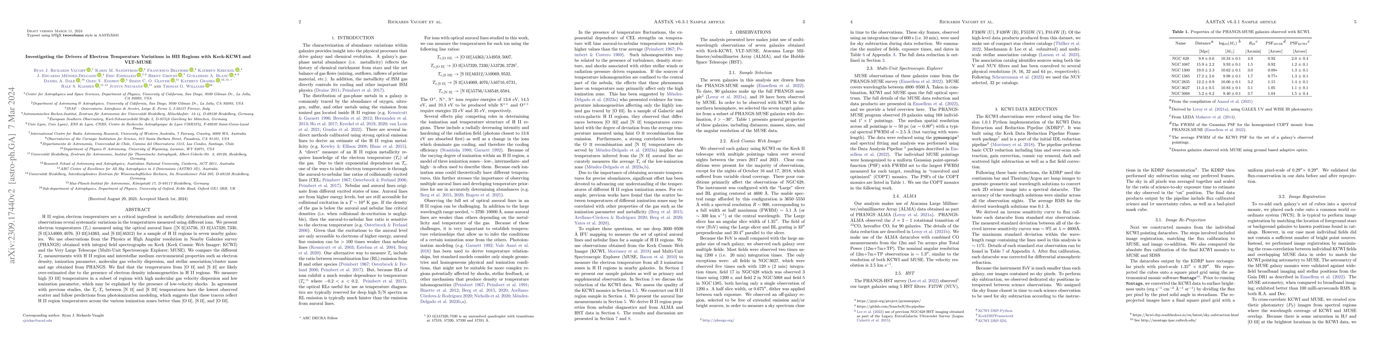 Thumbnail for Investigating the Drivers of Electron Temperature Variations in HII
  Regions with Keck-KCWI and VLT-MUSE