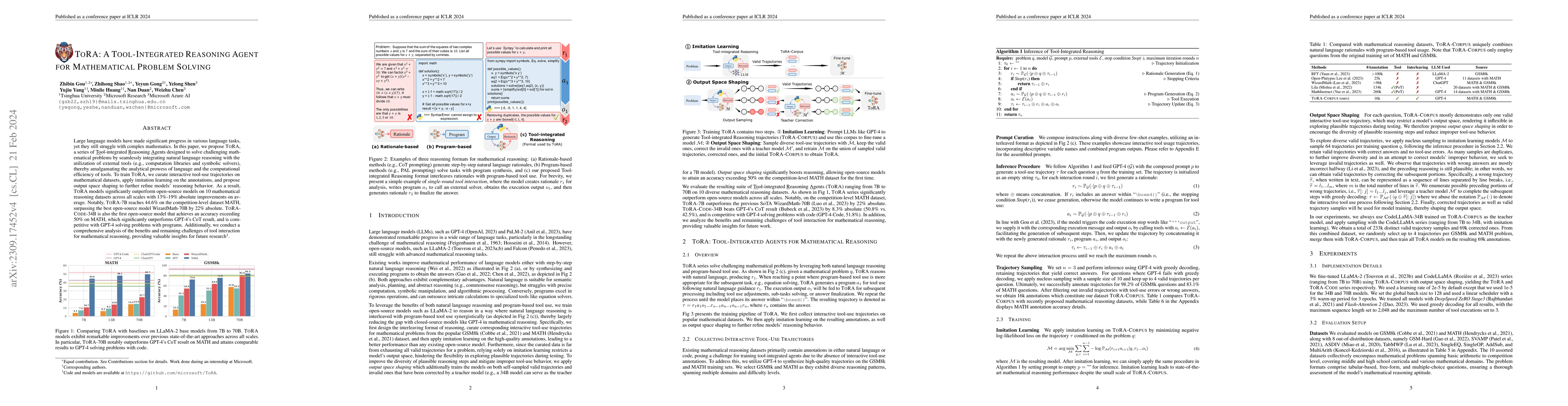 Thumbnail for ToRA: A Tool-Integrated Reasoning Agent for Mathematical Problem Solving