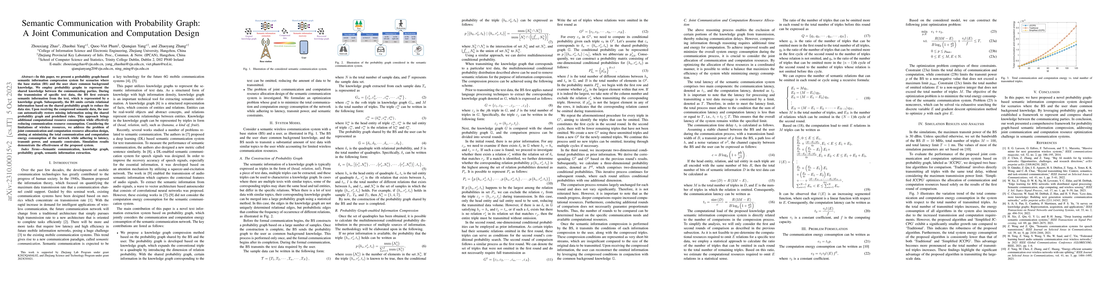 Thumbnail for Semantic Communication with Probability Graph: A Joint Communication and
  Computation Design
