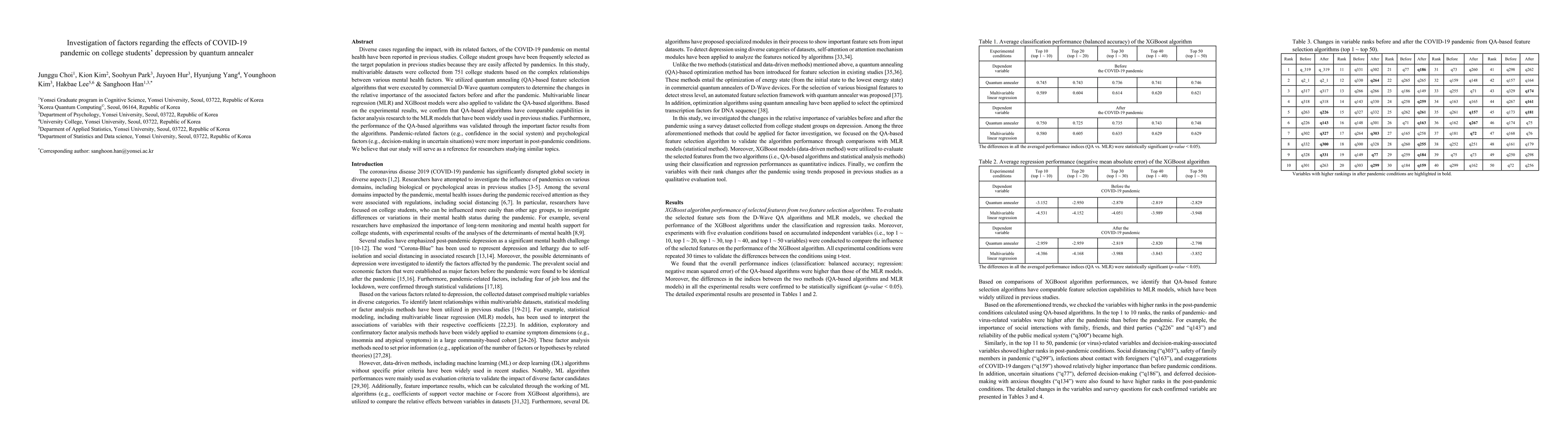 Thumbnail for Investigation of factors regarding the effects of COVID-19 pandemic on
  college students' depression by quantum annealer