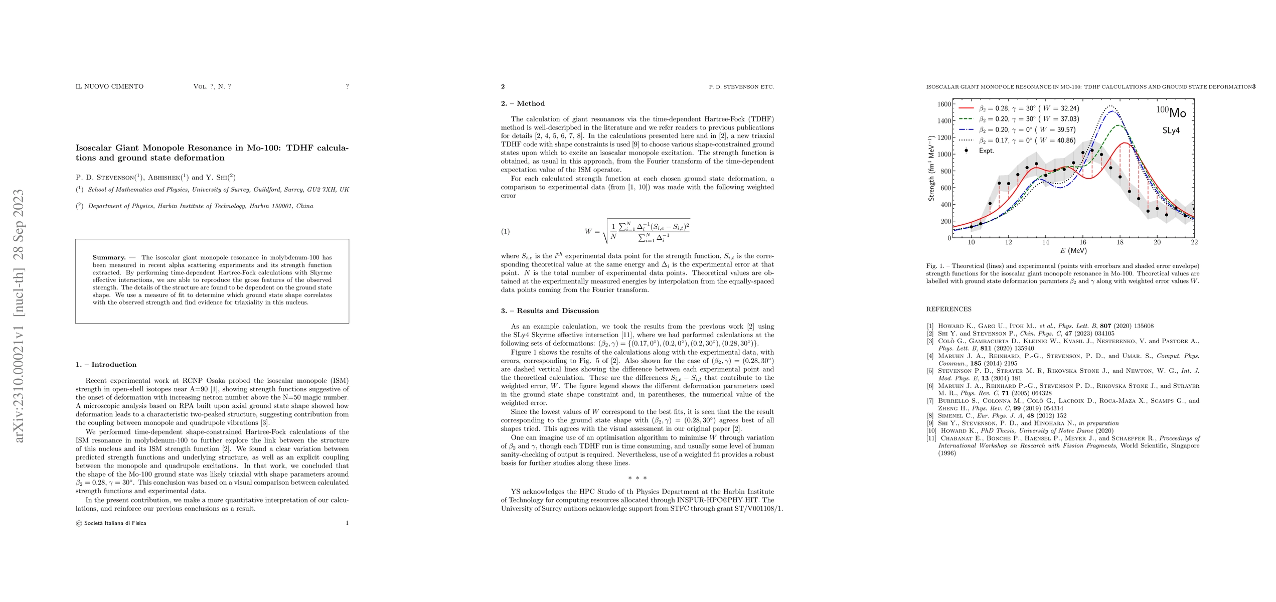 Thumbnail for Isoscalar Giant Monopole Resonance in Mo-100: TDHF calculations and
  ground state deformation