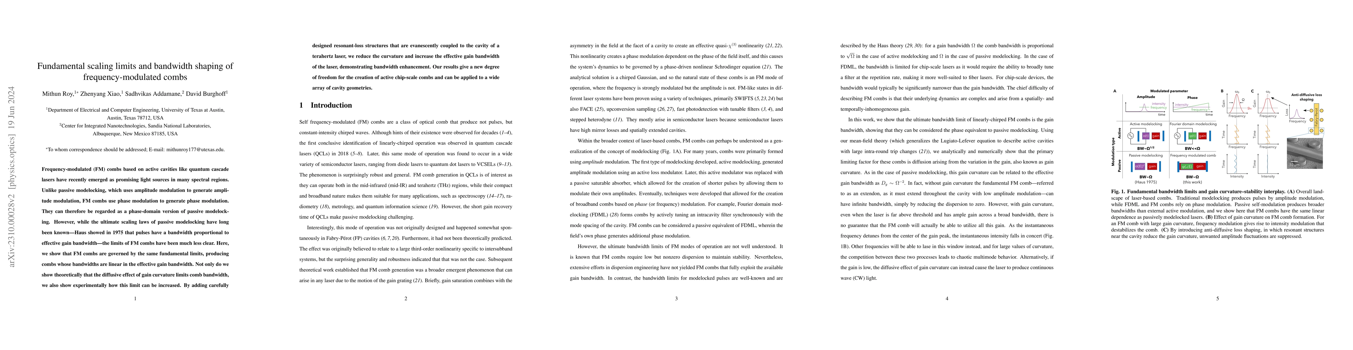 Thumbnail for Fundamental scaling limits and bandwidth shaping of frequency-modulated
  combs