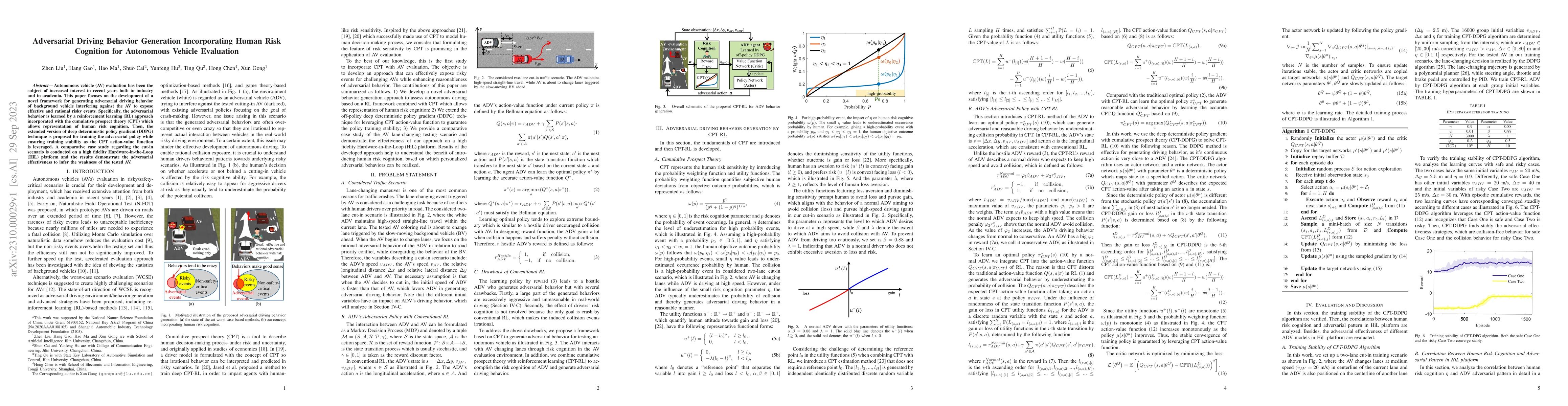 Thumbnail for Adversarial Driving Behavior Generation Incorporating Human Risk
  Cognition for Autonomous Vehicle Evaluation