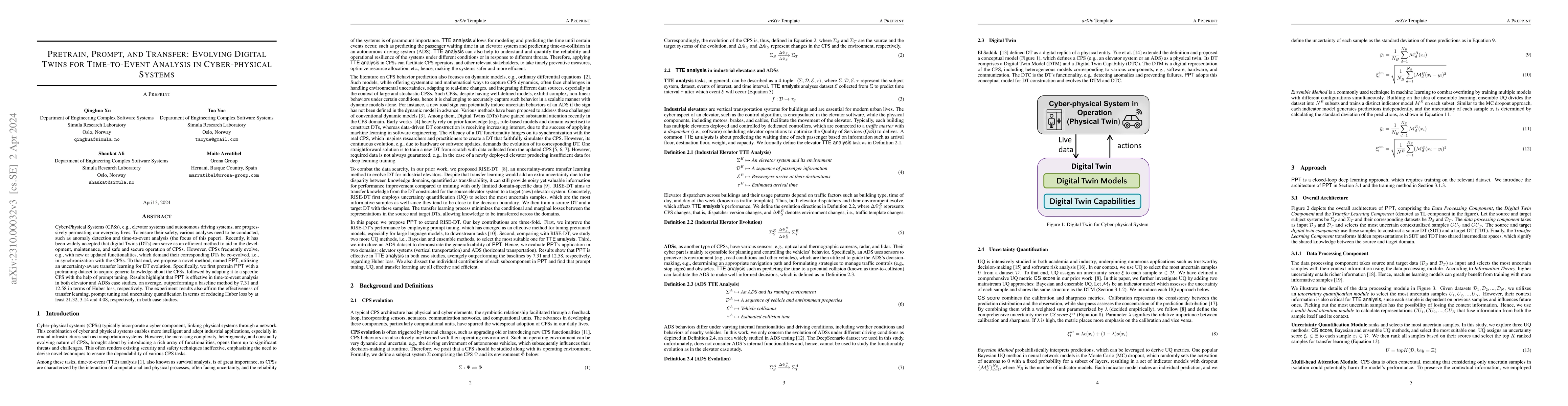 Thumbnail for Pretrain, Prompt, and Transfer: Evolving Digital Twins for Time-to-Event
  Analysis in Cyber-physical Systems