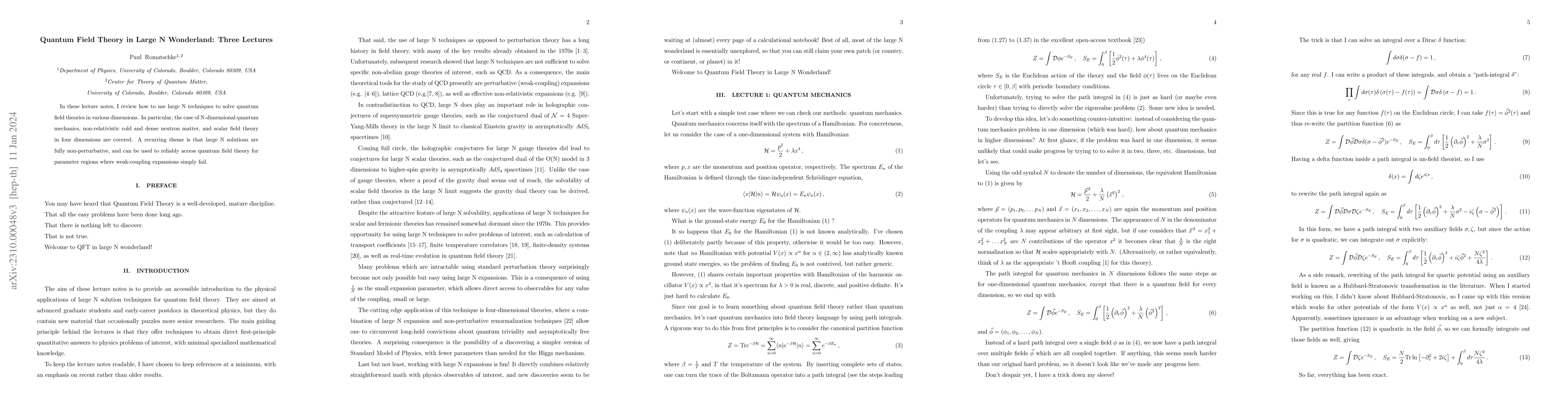 Thumbnail for Quantum Field Theory in Large N Wonderland: Three Lectures