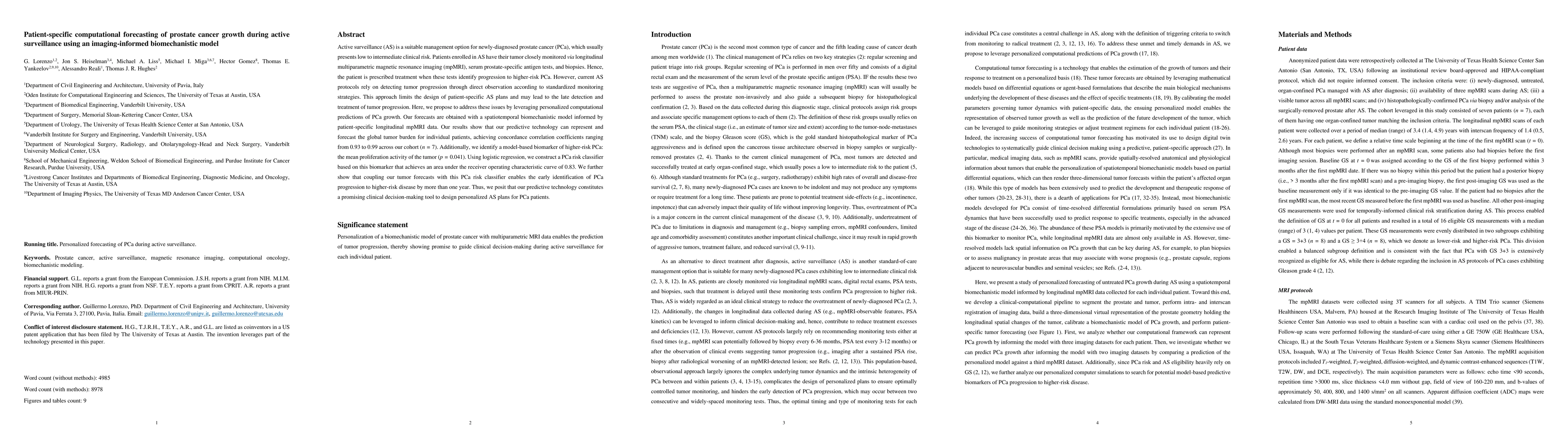 Thumbnail for Patient-specific computational forecasting of prostate cancer growth
  during active surveillance using an imaging-informed biomechanistic model